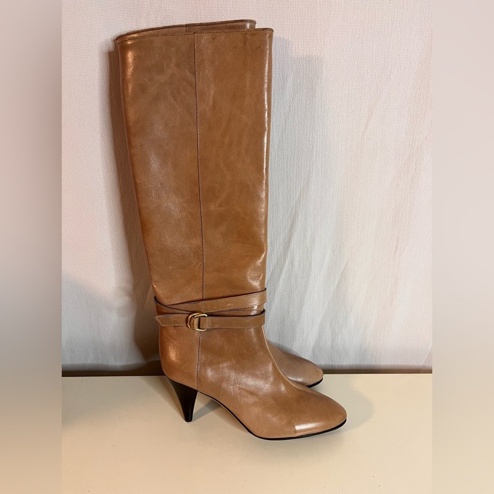 Loeffler Randall tall leather boots with ankle strap never worn size 7